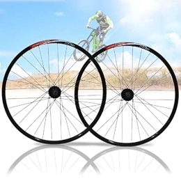 Asiacreate Spares Asiacreate Mountain Bike Wheelset 26 Inch Aluminum Alloy Rim 32H Disc Brake MTB Wheelset Quick Release Bike Wheels Fit 7-10 Speed Cassette (Color : Black, Size : 26'')
