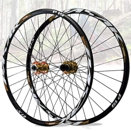 Asiacreate Mountain Bike Wheel Asiacreate Quick Release Wheel 26 / 27.5 / 29'' Mountain Bicycle Wheel Set Double Layer Disc Brake Wheel 32-Hole Sealed Bearing Hub For 7 8 9 10 11 12 Speed (Color : Gold, Size : 27.5inch)