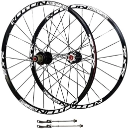 Auoiuoy Spares Auoiuoy Bicycle Wheelset, 26 / 27.5 / 29inch Hybrid Mountain Bike Wheels Double Wall MTB Rim Disc Brake Ultralight Carbon Fiber Quick Release 24H 9 / 10 / 11 Speed Bicycle Hub, Black-26inch