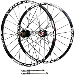 Auoiuoy Spares Auoiuoy Bicycle Wheelset, 26 / 27.5 / 29inch Hybrid Mountain Bike Wheels Double Wall MTB Rim Disc Brake Ultralight Carbon Fiber Quick Release 24H 9 / 10 / 11 Speed Bicycle Hub, Black-27.5inch