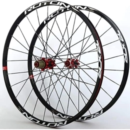 Auoiuoy Mountain Bike Wheel Auoiuoy MTB Wheel Set Bicycle Front Rear Wheel 26 / 27.5 / 29" Double Wall Alloy Rims Carbon Hubs 24H QR Disc Brake NBK Sealed Bearing For 7-11 Speed Cassette Wheel, Red-27.5inch