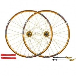 AZUOYI Spares AZUOYI Mountain Bike Disc Brake Wheel Set 26 Inch 32H Bicycle Wheel Aluminum Alloy Wheel Hub, 7 / 8 / 9 / 10 Speed, Yellow