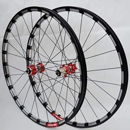 SN Mountain Bike Wheel Bicycle Front Rear Wheel Set 26 / 27.5 Inch Mountain Bike Ultralight Wheelset 24 Hole Straight Pull Disc Brake Double Wall Alloy Rim 7-11Speed (Color : Red Carbon Red Hub, Size : 26inch)
