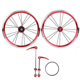 Shanrya Spares Bicycle Motocross Wheelset, Folding Bike Wheelset, Front 2 Rear 4 Bearing Aluminium Alloy 16in Speed Change for Mountain Bike Bicycle(red)