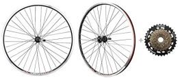 CyclingDeal Mountain Bike Wheel Bicycle Mountain Bike 26 inch Double Wall Rims MTB Wheelset 26" 6 Speed with Compatible with Shimano MF-TZ500-6 14-28T Freewheel - Front & Back Wheels