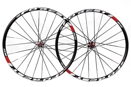 Generic Mountain Bike Wheel Bicycle Wheel 26 27.5 In MTB Bike Wheel Set Double Wall Alloy Rim Carbon Hub First 2 Rear 5 Palin Quick Release Disc Brake 7 8 9 10 11 Speed Cassette (Color : Black hub, Size : 26inch) (Red Hub