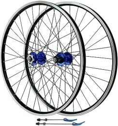 YANHAO Mountain Bike Wheel Bicycle Wheel Set 26, Double Walled Mountain Bike Sealed Bearing Hub V-type Brake Hybrid / disc Brake 9 / 10 / 11 Speed (Color : Blue)
