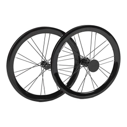 Shanrya Spares Bicycle Wheel Set, Stable Riding Mountain Bike Wheel Set for Folding Bike (Black)