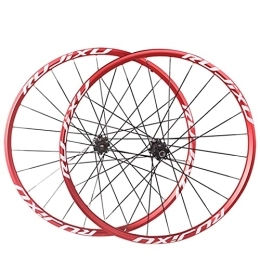Generic Mountain Bike Wheel Bicycle Wheels 26" 27.5" 29" MTB Mountain Bike Wheelset Bolt On Disc Brake Sealed Bearings Front Rear Rim 24H Low-Resistant Flat Spokes Fit 7-11 Speed Cassette (Color : Red, Size : 27.5 in) (Red