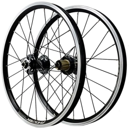 SHKJ Spares Bicycle Wheelse 20" 406 / 451 Quick Release Disc Brake V Brake Aluminum Alloy MTB Wheelset Bike Wheelset Double Wall Rims for 7 8 9 10 11 12 Speed Cassette (Color : Black, Size : 406)