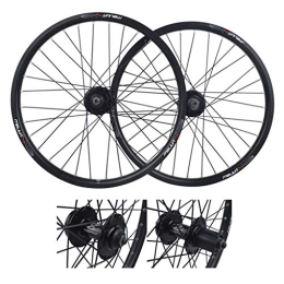 WRNM Spares Bicycle Wheelset 20inch Bicycle Wheelset, Double Wall MTB Rim Quick Release V-Brake Hybrid / Mountain Bike Hole Disc 7 8 9 10 Speed (Color : Black)