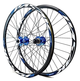 Samnuerly Spares Bicycle Wheelset 24'' Mountain Bicycle Wheel Set Quick Release 32 Spokes Rim Sealed Bearings Disc Brake Hub Fit 8-12 Speed Cassette (Color : Blue, Size : 24in) (Blue 24in)