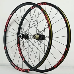 SHBH Mountain Bike Wheel Bicycle Wheelset 26 / 27.5 / 29 Inch Mountain Bike Wheels Aluminum Alloy Lightweight Rim 24H Disc Brake Hub Quick Release MTB Wheel Set Fit 7-12 Speed Cassette 1680g (Color : Black Red, Size : 29 inch)