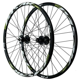 ZYHDDYJ Spares Bicycle Wheelset 26 / 27.5 / 29 Inch MTB Bike Wheelset Front 2 Rear 5 Bearing Bicycle Wheel Set Double Wall Rim 6 Nail Disc Brake Quick Release 3 Claw ( Color : Black Hub green label , Size : 26inch )
