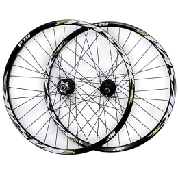 ZYHDDYJ Spares Bicycle Wheelset 26" / 27.5" / 29" MTB Bike Front & Rear Wheel Set Cassette Disc Brake Wheelset Double Wall Alloy Rim Quick Release 32Holes 7 / 8 / 9 / 10 / 11 Speed ( Color : Black Hub green logo , Size : 26IN )