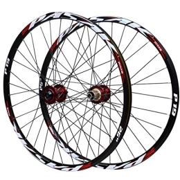 CTRIS Spares Bicycle Wheelset 26 / 27.5 / 29" Rear Wheel Bicycle, Front 2 Rear 4 Bearings Disc Brakes 7 / 8 / 9 / 10 / 11 Speed Mountain Bike Quick Release Wheel (Color : Red hub, Size : 27.5in)