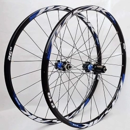 InLiMa Spares Bicycle Wheelset 26 / 27.5 Inch Mountain Bike Wheels Double Wall Rims Box Hubs Sealed Bearings Disc Brakes 7-11 Speed (Color : Blue, Size : 27.5)