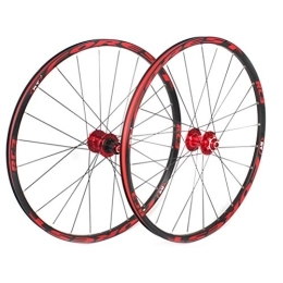 CTRIS Spares Bicycle Wheelset 26 27.5 Inch Mountain Bike Wheelset Double Layer Alloy Rim Sealed Bearing 8-11 Speed Cassette Hub Disc Brake 1830g QR 24H (Color : Red, Size : 27.5in)