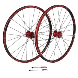 WRNM Mountain Bike Wheel Bicycle Wheelset 26 / 27.5 Inch Mountain Bike Wheelset, Double Wall Quick Release MTB Rim Sealed Bearings Disc Brake 8 9 10 Speed Red (Color : A, Size : 27.5inch)