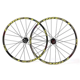 WRNM Mountain Bike Wheel Bicycle Wheelset 26" 27.5" MTB Bike Wheel Set Disc Brake Double Wall Rim 7-11 Speed Sealed Bearings Hub (Color : Yellow, Size : 27.5inch)