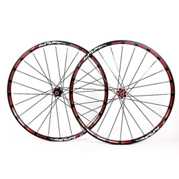 WRNM Mountain Bike Wheel Bicycle Wheelset 26" 27.5" MTB Front Rear Wheel, Double Wall Rim Alloy Quick Release Wheelsets Disc Brake - Red (Size : 26inch)