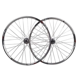 WYJW Spares Bicycle Wheelset 26" For Mountain Bike Silver Double Wall Alloy Rim Disc Brake 7-10 Speed Card Hub QR 24H