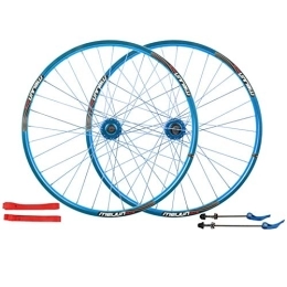 WRNM Spares Bicycle Wheelset 26" Front Rear Bicycle Wheels Disc Brake Bike Wheelset MTB Ultra Light Double Layer Alloy Rim Sealed Bearing 32 Hole 7 / 8 / 9 / 10 Cassette (Color : Blue)