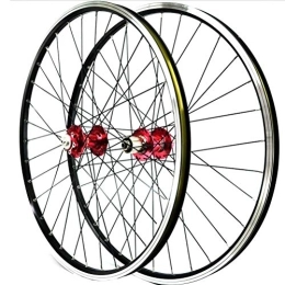 CTRIS Mountain Bike Wheel Bicycle Wheelset 26 Inch Bike Front Rear Wheel MTB Wheelset Double Wall Alloy Rims Disc / V Brake Bicycle QR Sealed Bearing Hubs 3 Pawls 7-11 Speed Cassette 32H (Color : Red)