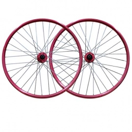 HYLK Mountain Bike Wheel Bicycle Wheelset 26 Inch Bike Front + Rear Wheel Set MTB Double Wall Alloy Rim Discbrake Quick Release 32 Hole For 7-8-9 Speed (Red)