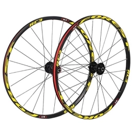 WRNM Mountain Bike Wheel Bicycle Wheelset 26 Inch MTB Bike Cycling Wheels, Mountain Bicycle CNC Sealed Bearings Disc Rim Brake Compatible 8 9 10 11 Speed (Color : Yellow)