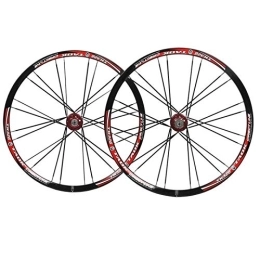 ZYHDDYJ Mountain Bike Wheel Bicycle Wheelset 26 Inch MTB Bike Wheelset Front + Rear Bicycle Wheel Set 6 Nail Disc Brake Quick Release Rim 24 Hole Straight Pull Bearing Hub For 8 9 10 Speed ( Color : Red Hub , Size : Black rim )