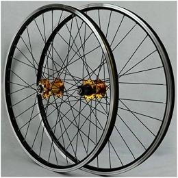 VPPV Mountain Bike Wheel Bicycle Wheelset 26 inch, V Brake Double Wall MTB DH19 Rim Hybrid Mountain Wheels for 7 / 8 / 9 / 10 Speed (Color : Gold, Size : 27.5inch)