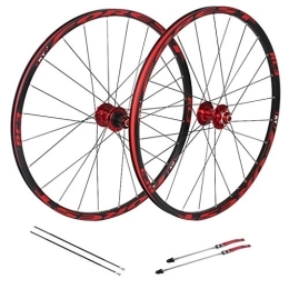 WRNM Mountain Bike Wheel Bicycle Wheelset 27.5 Inch Mountain Bike Wheelset, Disc Rim Brake Double Wall Aluminum Alloy Quick Release Sealed Bearings 8 9 10 Speed 26 MTB Wheels (Color : Red, Size : 27.5inch)