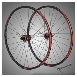 WCS Spares Bicycle Wheelset 29 inch MTB Aluminum Alloy Bike Disc brake 8 / 9 / 10 / 11 Speed Freewheel Hybrid Mountain Bike Double rim With Night Anti-Cursor (Color : Black red, Size : 29 inch)