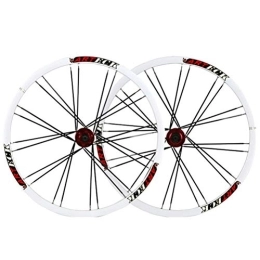 CTRIS Mountain Bike Wheel Bicycle Wheelset Bicycle Wheelset 26 Inch MTB Bike Wheels Disc Brake Double Wall Alloy Rim MTB QR 7 / 8 / 9 / 10 Speed 24H Sealed Bearing (Color : Red)