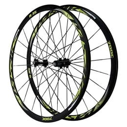 CTRIS Mountain Bike Wheel Bicycle Wheelset Bicycle Wheelset, Front 20 Holes / rear 24 Holes Quick Release Double-decker Mountain Bike Rim Cycling Wheels 700C (Color : Green)