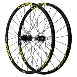 CTRIS Mountain Bike Wheel Bicycle Wheelset Bicycle Wheelset, Mountain Cycling Wheels Disc Brake 24 Holes Aluminum Alloy Quick Release Small Spline 12 Speed (Color : Yellow)