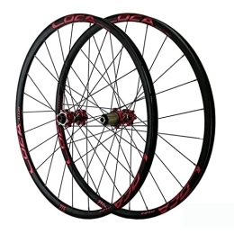 WRNM Mountain Bike Wheel Bicycle Wheelset Bike Wheelset 26" 27.5" 29" 700C Thru Axle MTB Road Bicycle Wheels Front Rear Disc Brake 24 Holes 8 9 10 11 12 Cassette Wheel (Color : Red hub, Size : 26in)