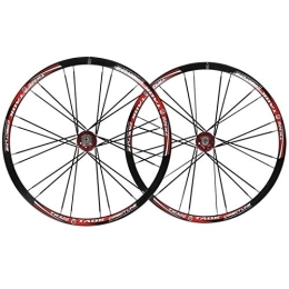 ZYHDDYJ Spares Bicycle Wheelset Bike Wheelset 26, Mountain Bicycle Wheel Set 6 Nail Disc Brake Quick Release Alloy Rim 24 Hole Straight Pull Steel Tower Base Hub 8 9 10 Speed ( Color : Red Hub , Size : Black rim )