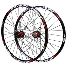 CTRIS Mountain Bike Wheel Bicycle Wheelset Bike Wheelset, Double Wall MTB Rim Aluminum Alloy Red Hub Disc Brakes 7-11Speed Freewheel 26 / 27.5 / 29 Inch Cycle Wheel (Color : Red, Size : 26in)