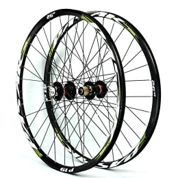 ZYHDDYJ Spares Bicycle Wheelset Cycling Wheels 26 / 27.5 / 29 Inch Bike Wheelset 6 Nails Cassette Disc Brake Hub MTB Double Wall Rim Quick Release 7 / 8 / 9 / 10 / 11speed ( Color : Black Hub green label , Size : 27.5inch )