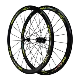 CTRIS Mountain Bike Wheel Bicycle Wheelset Cycling Wheels 700c, 24 Holes Aluminum Alloy Double Wall MTB Rim V Brake 7 / 8 / 9 / 10 / 11 / 12 Speed Wheel Bike Wheelset (Color : Green)