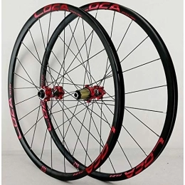 WRNM Spares Bicycle Wheelset Cycling Wheelset 26 27.5 29in 700C Bike Wheels Mountain Road Bicycle Front Rear Rim Ultralight Alloy Hub Thru Axle 8-12 Speed Disc Brake (Color : Red hub, Size : 27.5in)