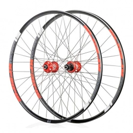 Byjia Mountain Bike Wheel Bicycle Wheelset, Double Wall Alloy Rims Disc Brake Bike Wheel, Quick Release 8-11 Speed, for 26 / 27.5 / 29 Inch Mountain Bike, Red, 27.5inch