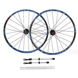 WRNM Mountain Bike Wheel Bicycle Wheelset Mountain Bike Wheelset 26 27.5 Inch, Double Wall Quick Release Sealed Bearings MTB Wheels Disc Brake 24 Hole 8 9 10 Speed (Color : Blue, Size : 26inch)