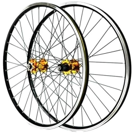 CTRIS Mountain Bike Wheel Bicycle Wheelset Mountain Bike Wheelset 26 Inch MTB Double Wall Alloy Rims Disc / V Brake QR Sealed Bearing Hubs 7 / 8 / 9 / 10 / 11 Speed Cassette 32H (Color : Yellow)