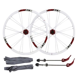 WRNM Mountain Bike Wheel Bicycle Wheelset MTB Double Wall Wheelset, Bike Alloy Hub Quick Release Rims 26inch Wheels Black & White (Color : E)