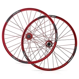 KANGXYSQ Spares Bicycle Wheelset MTB Mountain Bike Wheel 26inch Disc Brake Quick Release Aluminum Alloy Rim Supports 1.35-2.35 Tires (Color : Red)