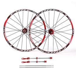 WRNM Mountain Bike Wheel Bicycle Wheelset Red Bike Wheelset 26 Inch, Double Wall 27.5 Inch MTB Wheels Quick Release Sealed Bearings 5 Palin Disc Brake 24 Hole 8 9 10 Speed (Color : A, Size : 26inch)