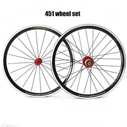 ASUD Spares Bicycle Wheelset, Silver Alloy Speed Freewheel Hub Quick Release 20 inch 451 wheel set 20 inch folding wheel set V brake wheel set